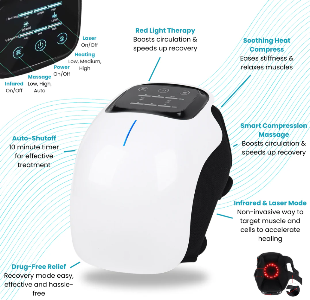 Knee Relief Pro 3.0™ – Triple-Action Heat, Vibration & Light Therapy